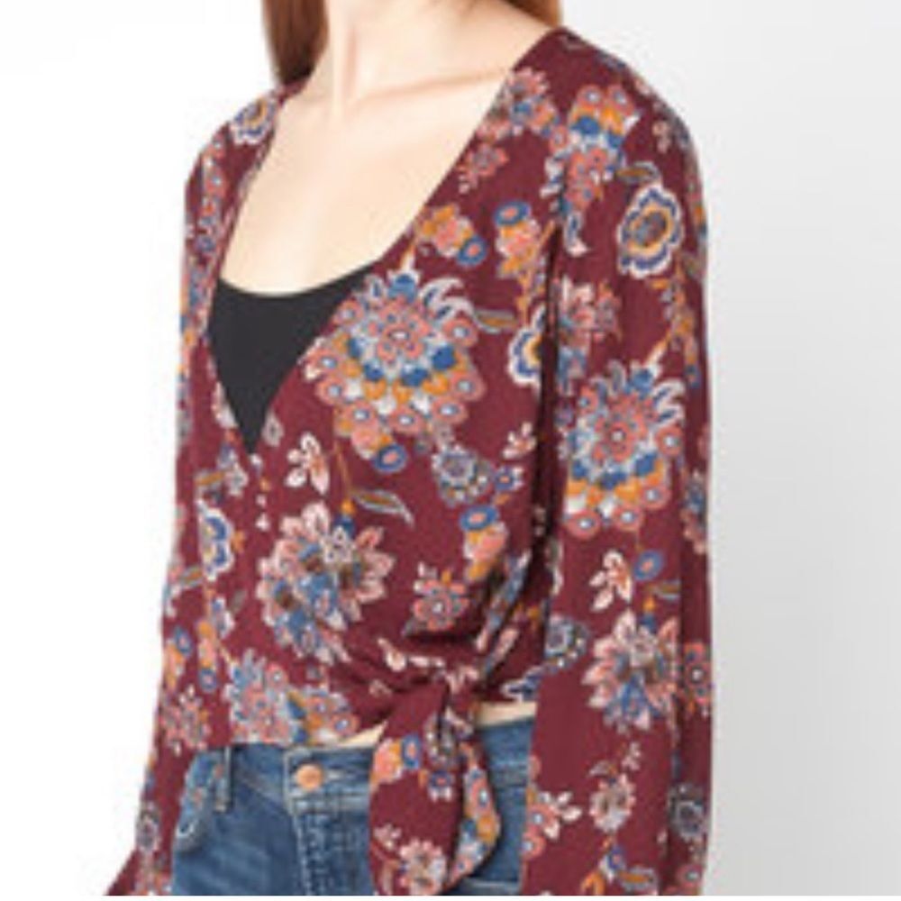 Abbeline Floral & Paisley Wrap Blouse Size XS